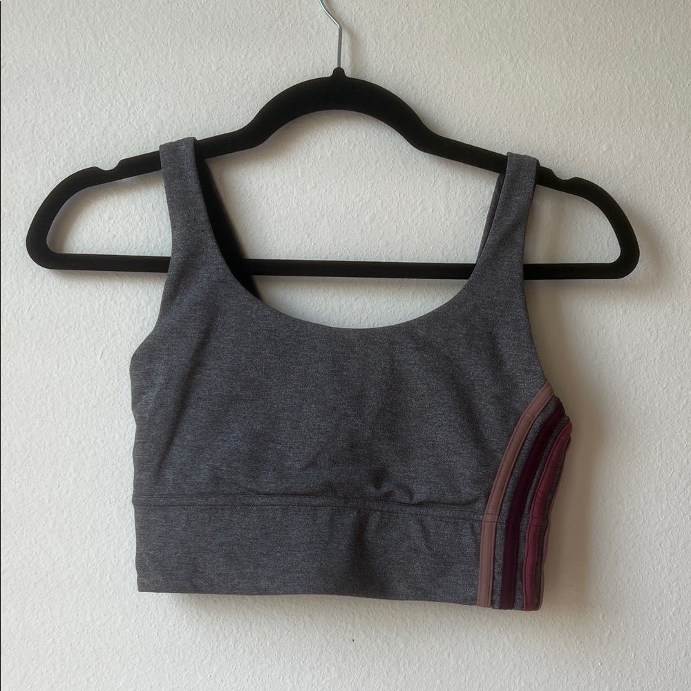 Lululemon Athletica Charcoal Sports Bra with Striped Accent